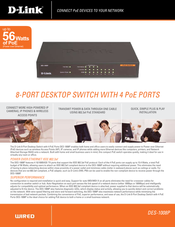 D-Link DES-1008P Switch User's Guide - Page 1