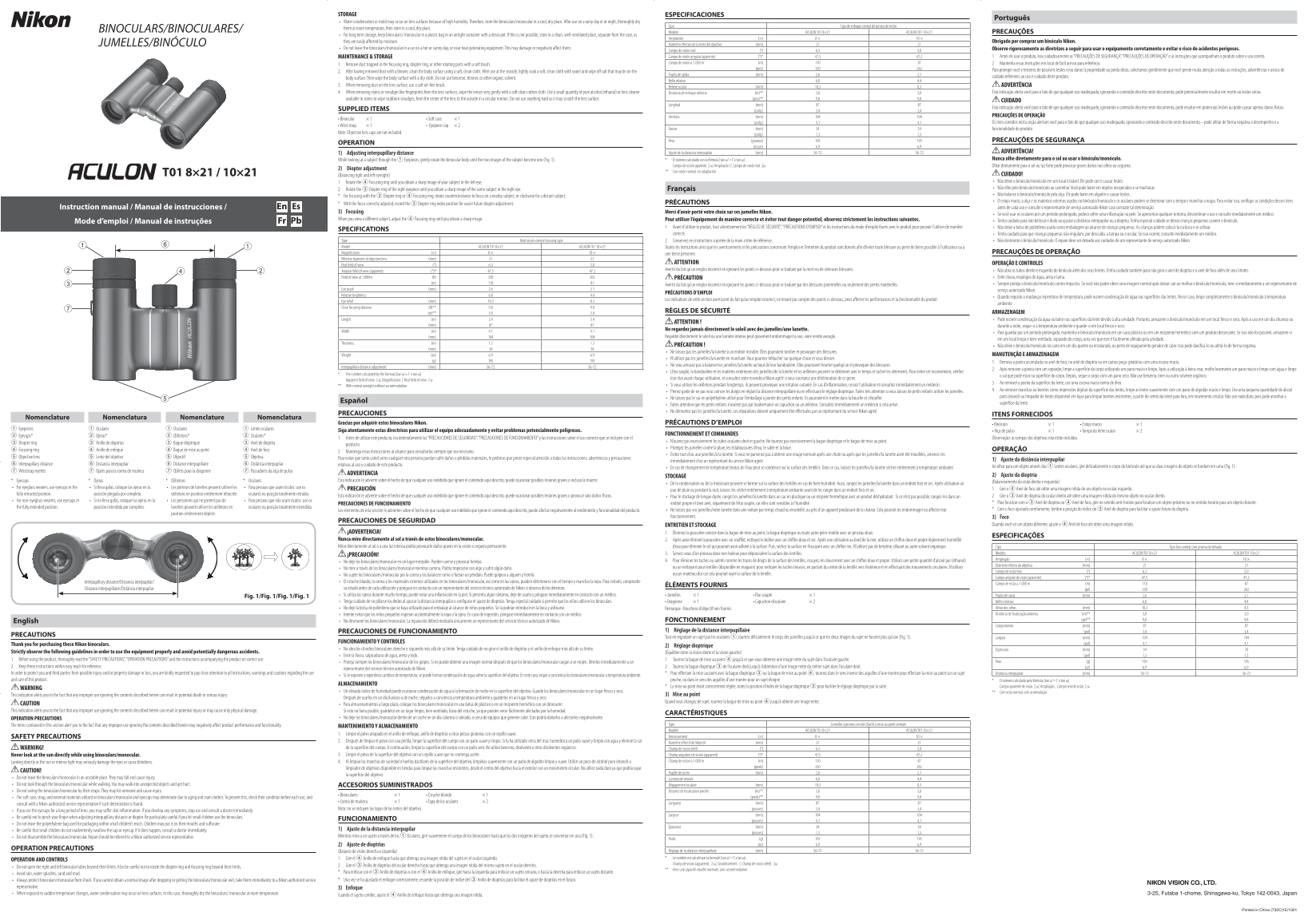 Nikon ACULON T01 Instruction Manual English - Page 1