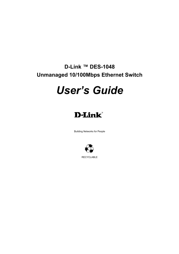 D-Link DES-1048 Switch User Guide - Page 1