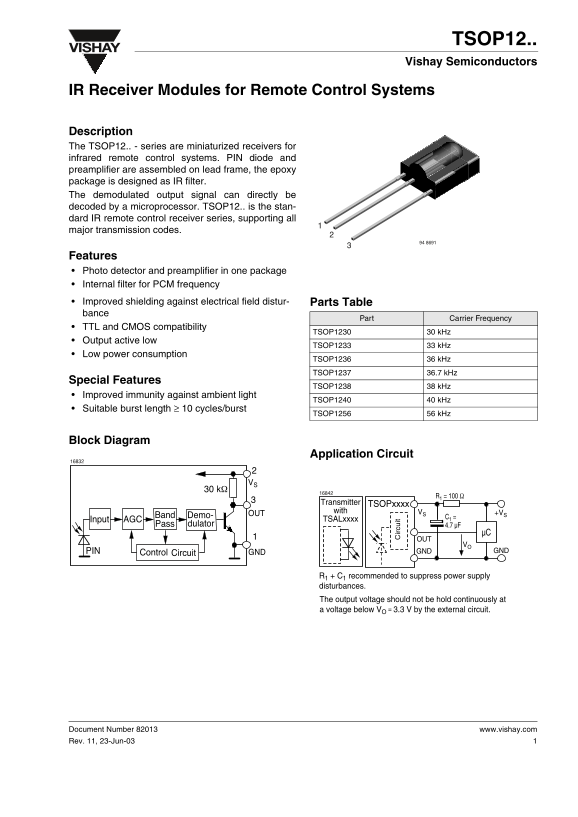 Vishay TSOP12.. User Manual - Page 1