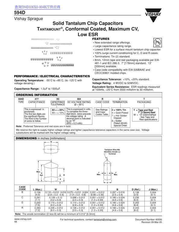 Vishay 594D Data Sheet - Page 1