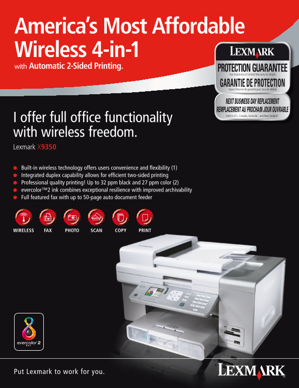 Lexmark X9350 User Guide - Page 1