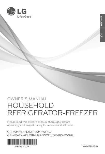 LG French Door Refrigerator GR-24FWSHL.ANSPECT Product Specifications English - Page 1