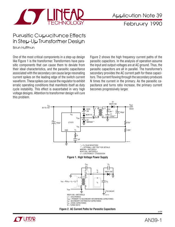 LINEAR AN39-1 Data Sheet - Page 1