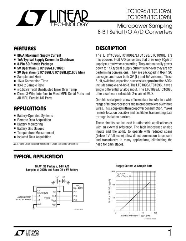 LINEAR TECHNOLOGY LTC1096 LTC1096L User Guide Manual - Page 1