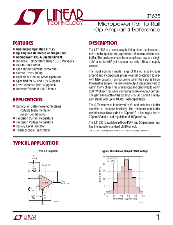 LINEAR LT1635 Data Sheet - Page 1
