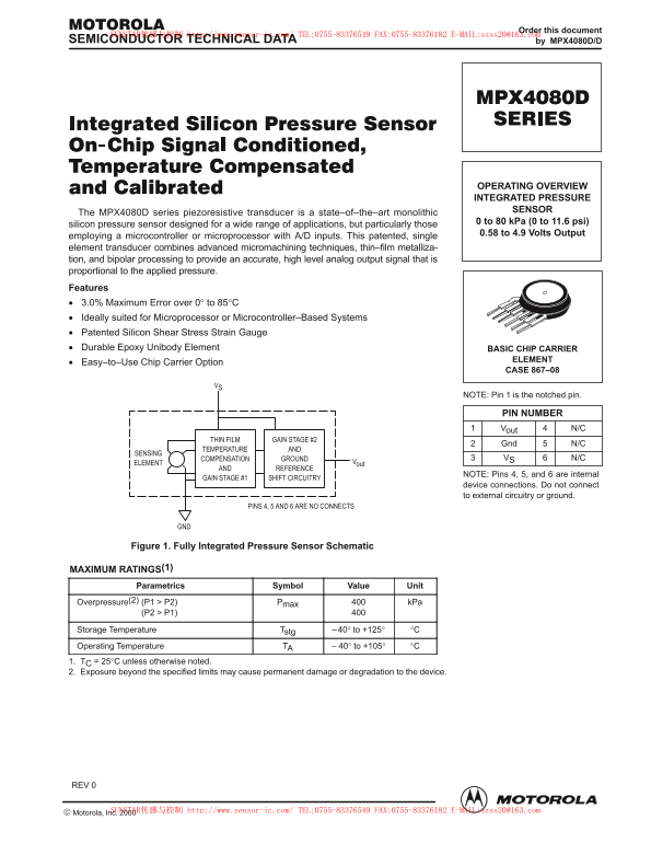 MOTOROLA MPX4080D SERIES Owner's Manual and User Guide - Page 1
