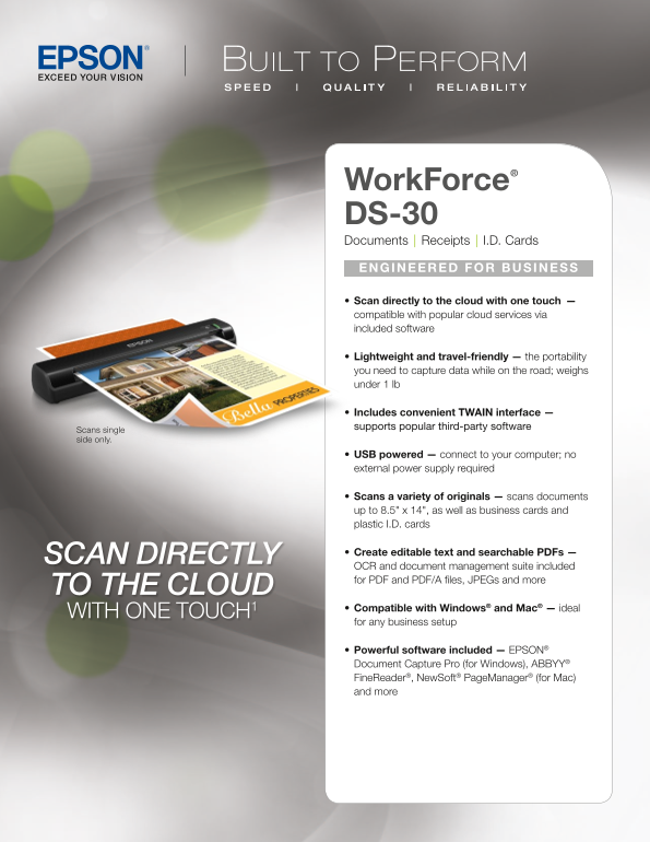 EPSON WorkForce DS-30 User Guide - Page 1