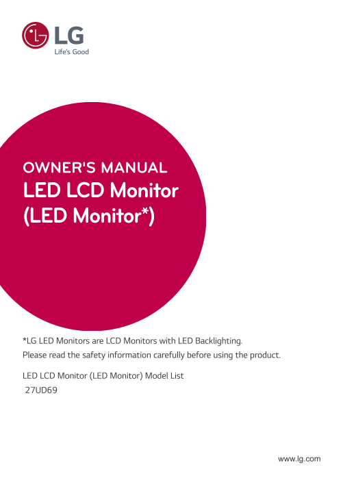 LG 27 Inch Monitor - 27UD69-W.ACN User's Manual English - Page 1