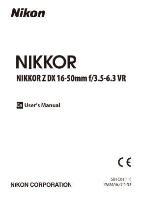 Nikon NIKKOR Z Mount Lenses - NIKKOR Z DX 16-50mm f3.5-6.3 VR Owner's Manual (English for customers in Europe) - Page 1