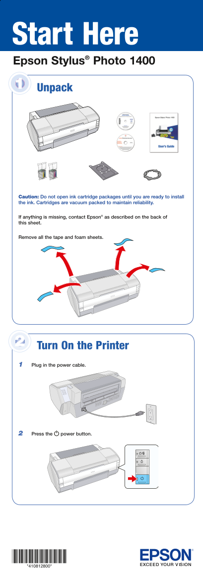 EPSON Stylus Photo 1400 User's Guide - Page 1