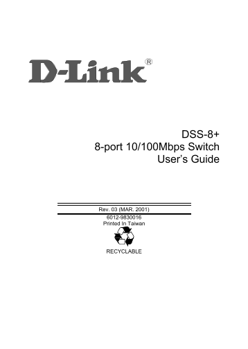 D-Link DSS-8+ 8-Port 10/100Mbps Switch User's Guide - Page 1