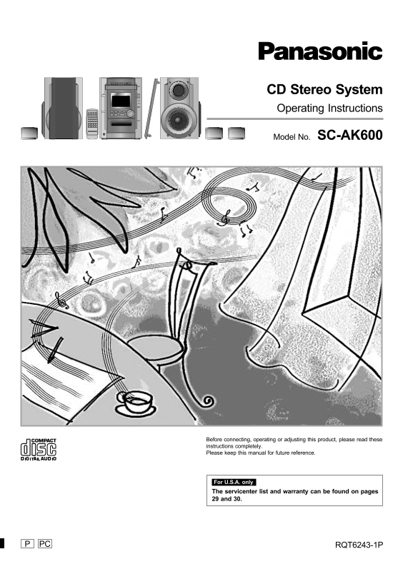Panasonic SC-AK600 CD Stereo System Operating Instructions - Page 1