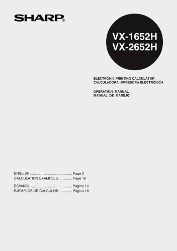 SHARP VX-2652H 1652H Operation Manual - Page 1