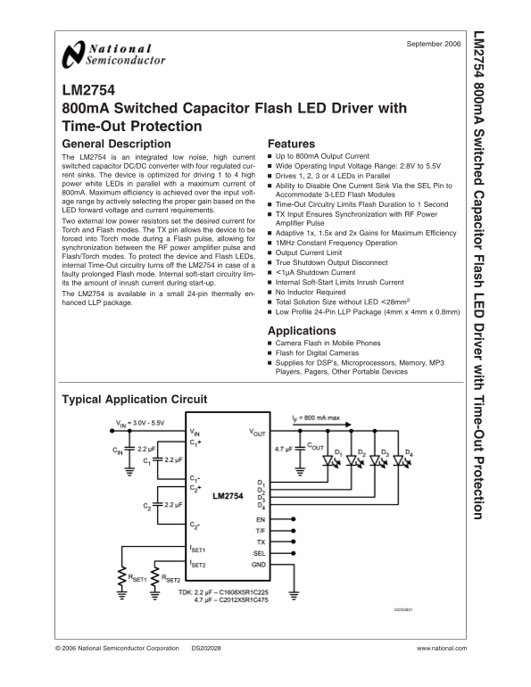 NATIONAL SEMICONDUCTOR LM2754 User's Manual - Page 1