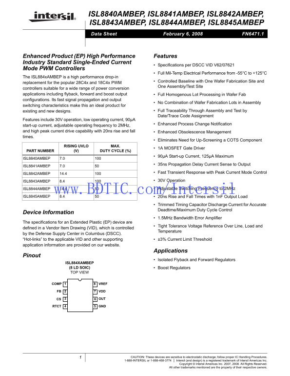 Intel ISL8840AMBEP Data Handbook - Page 1