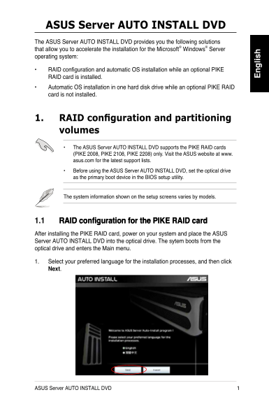 ASUS Server Workstation Universal RS100-E8-PI2P9 C22X Auto-Install Manual - Page 1
