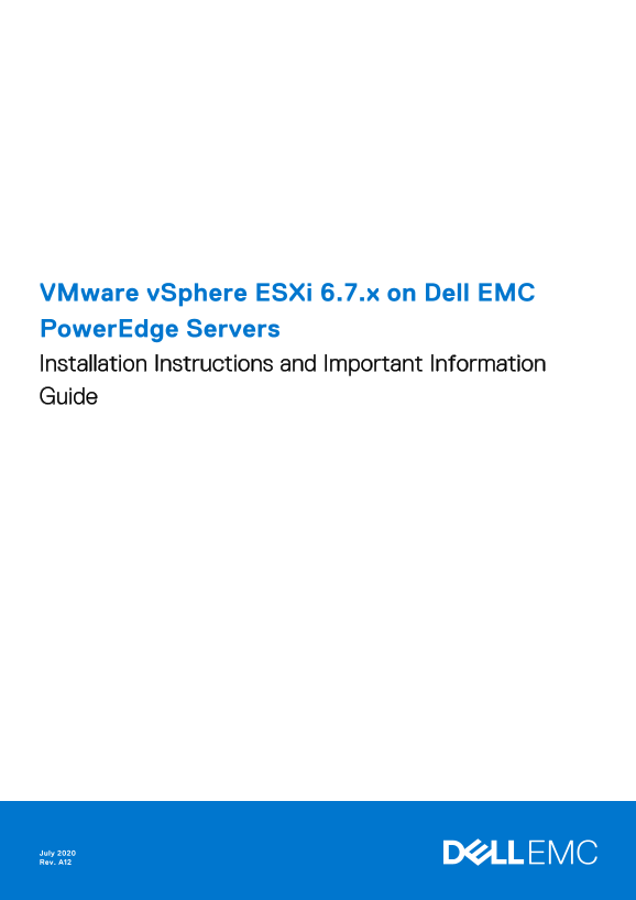Dell VMware vSphere ESXi 6.7.x on Dell EMC PowerEdge Server Installation Instructions - Page 1