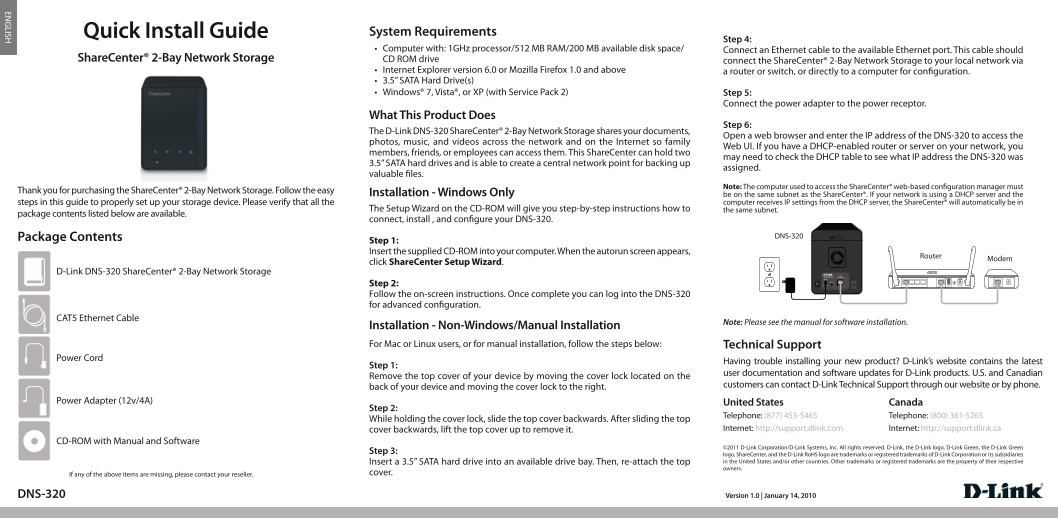 D-Link ShareCenter 2-Bay Network Storage Quick Installation Guide - Page 1