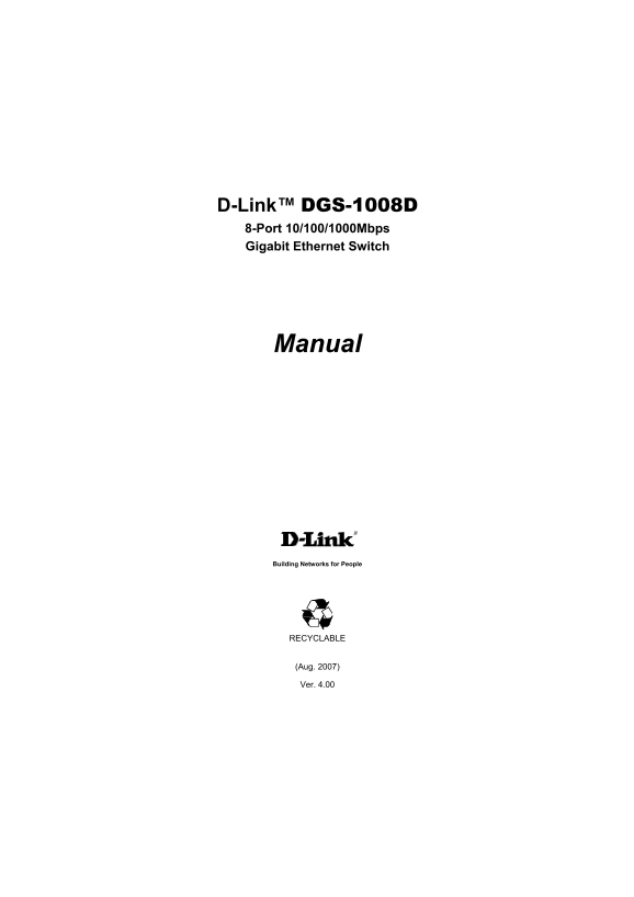 D-Link DGS-1008D Manual - Page 1