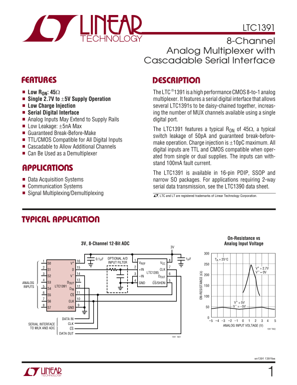 LINEAR TECHNOLOGY LTC1391 Data Sheet manual instructions - Page 1