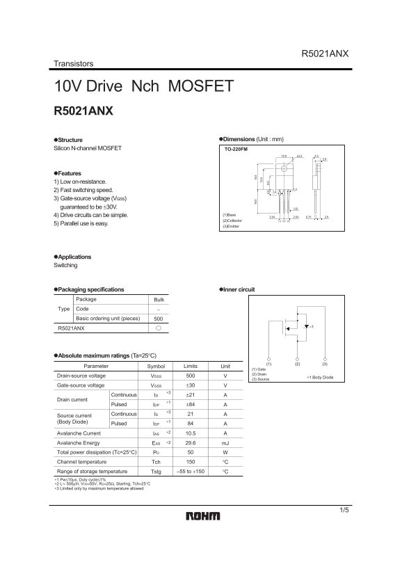 ROHM R5021ANX User Guide - Page 1