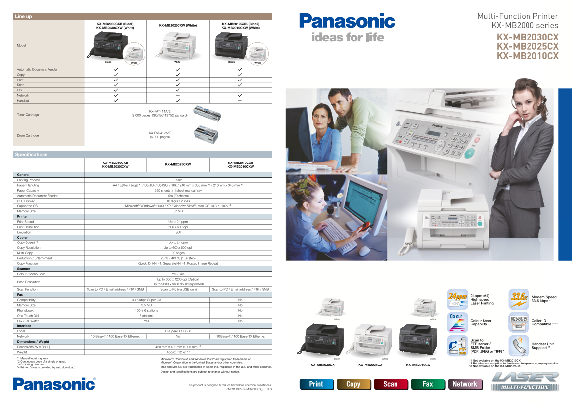 Panasonic KX-MB2030CX KX-MB2025CX KX-MB2010CX User Manual and Specifications - Page 1
