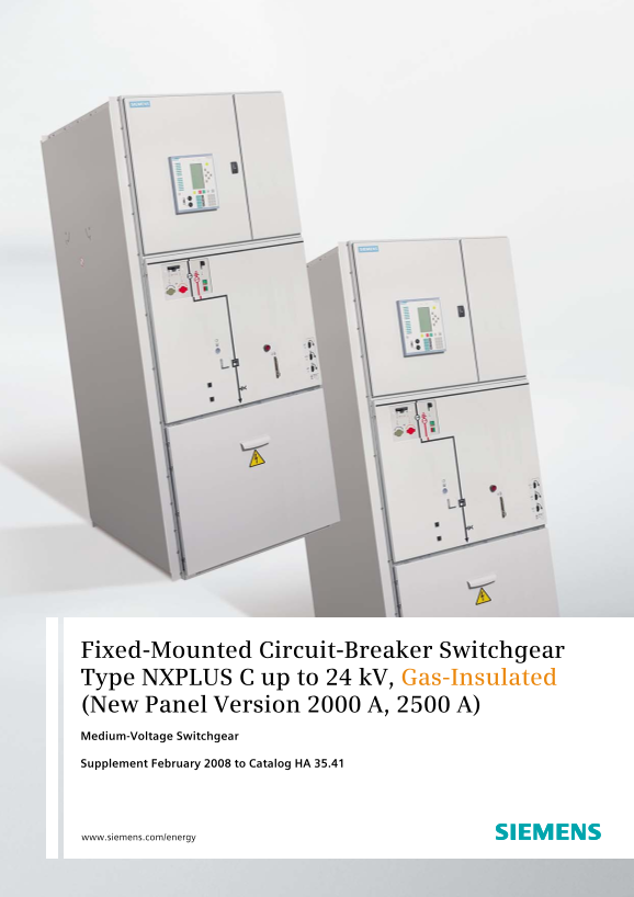 Siemens NXPLUS C Circuit-Breaker Switchgear up to 24 kV, Gas-Insulated (New Panel Version 2000 A, 2500 A) Owner's Manual and User Guide - Page 1