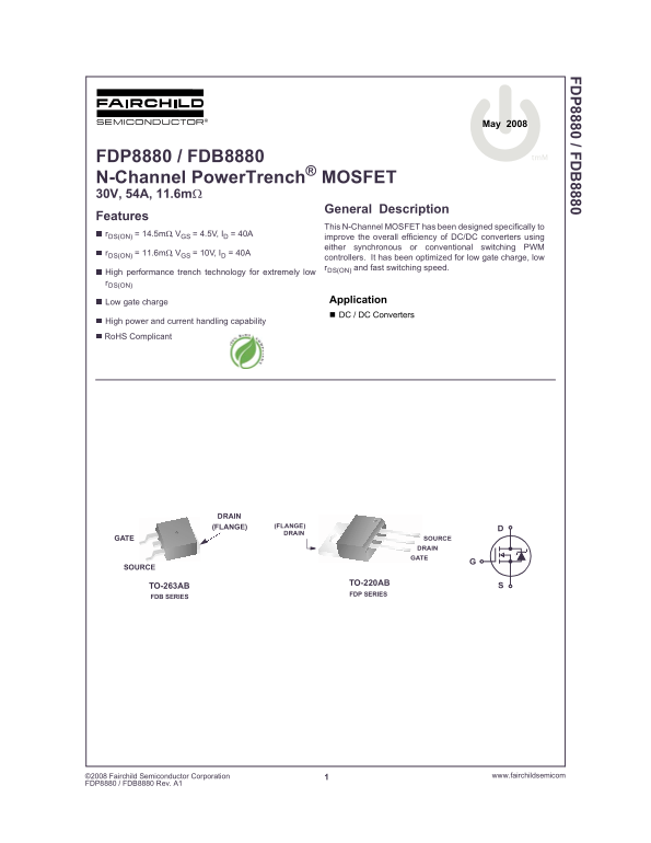 Fairchild FDP8880 FDB8880 User's Manual - Page 1