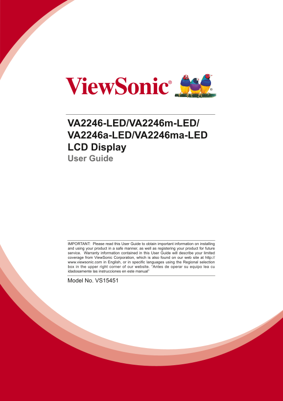 ViewSonic VA2246M-LED Quick User Guide (English) - Page 1