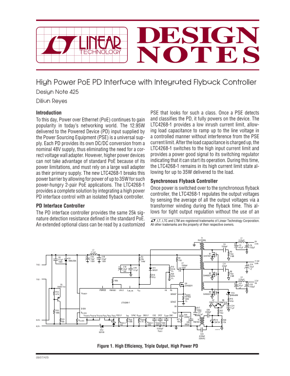 LINEAR dn425f Product Specifications - Page 1