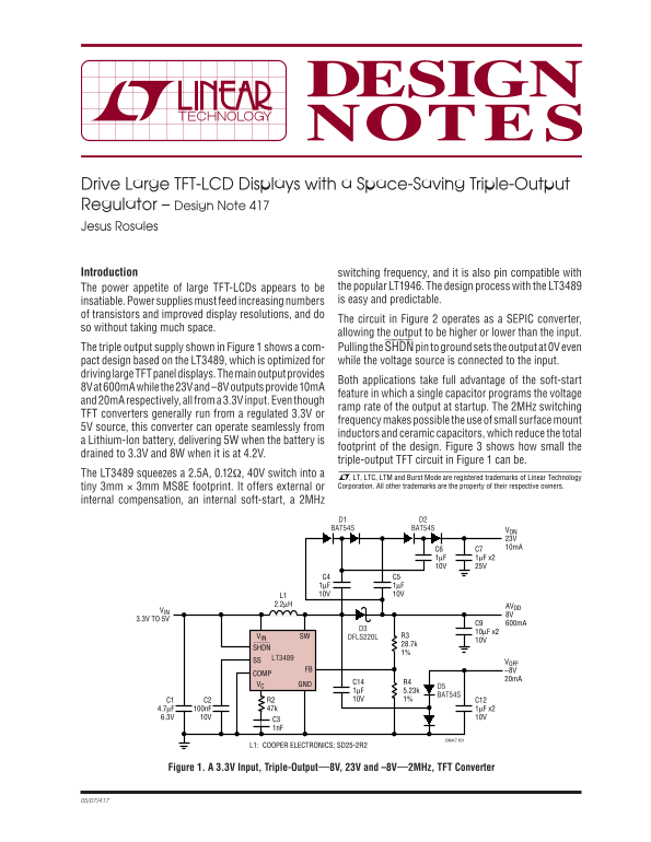 LINEAR dn417f Data Sheet - Page 1