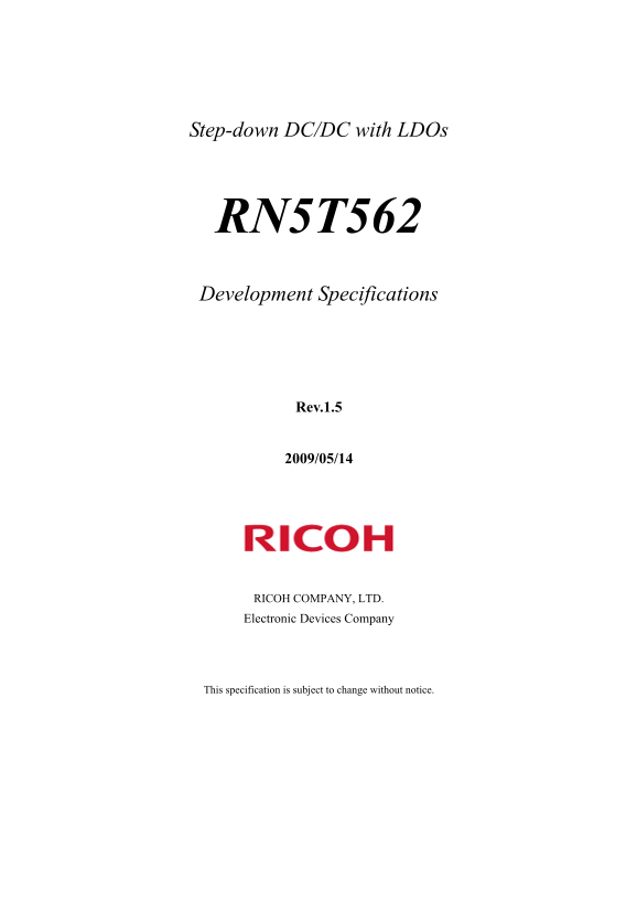 RICOH RN5T562 Data Sheet - Page 1
