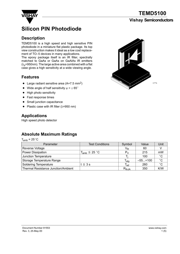 Vishay Semiconductor TMD5100 User's Manual - Page 1