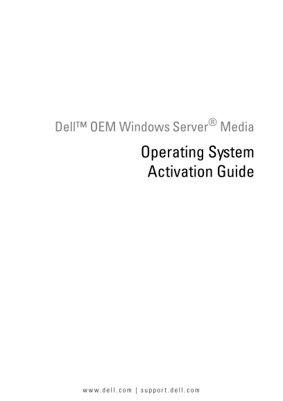 Dell Microsoft Windows Small Business Server 2008 Operating Systems Activation Guide - Page 1