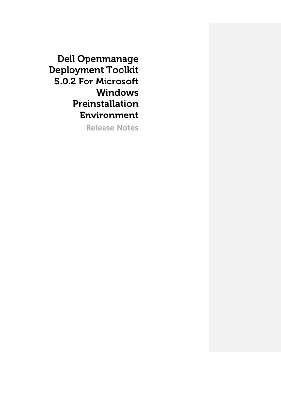 Dell OpenManage Deployment Toolkit 5.0.2 For Microsoft Windows Preinstallation Environment Release User's Manual - Page 1