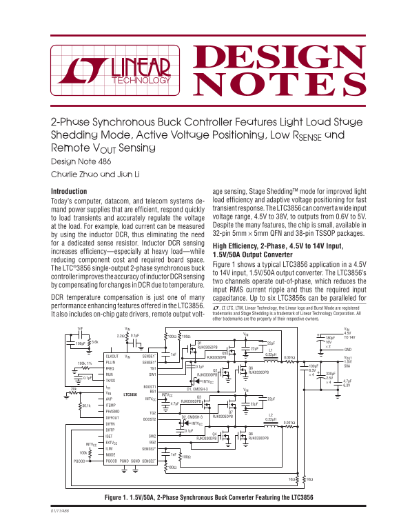 LINEAR 2-Phase Synchronous Buck Controller Features: - Page 1