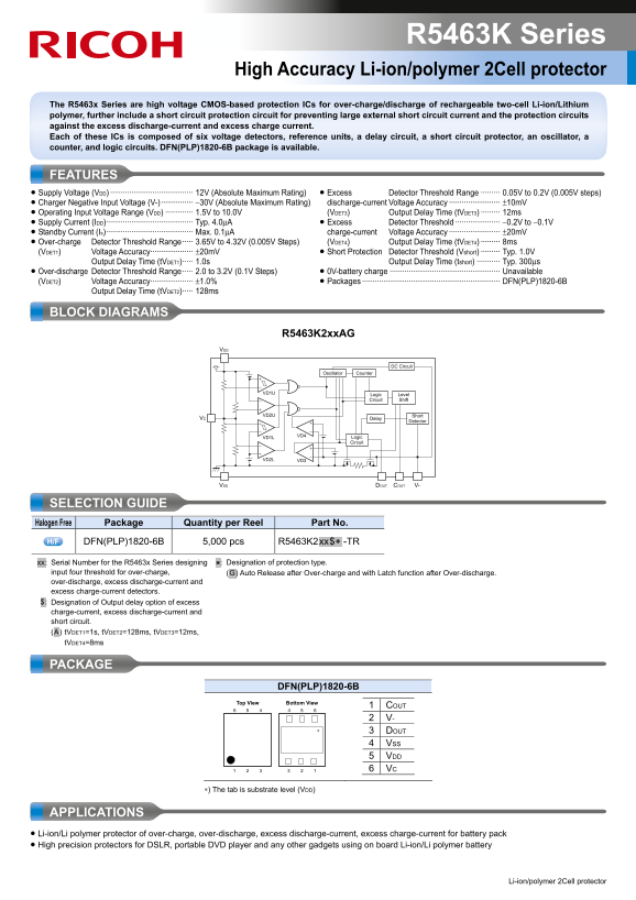 RICOH R5463K Series Data Sheet User Guide - Page 1