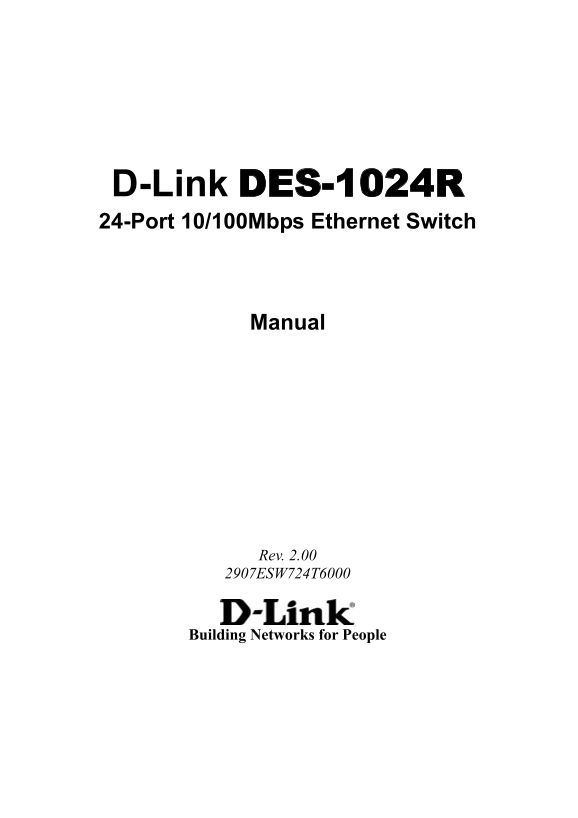 D-Link DES-1024R Switch User Manual - Page 1