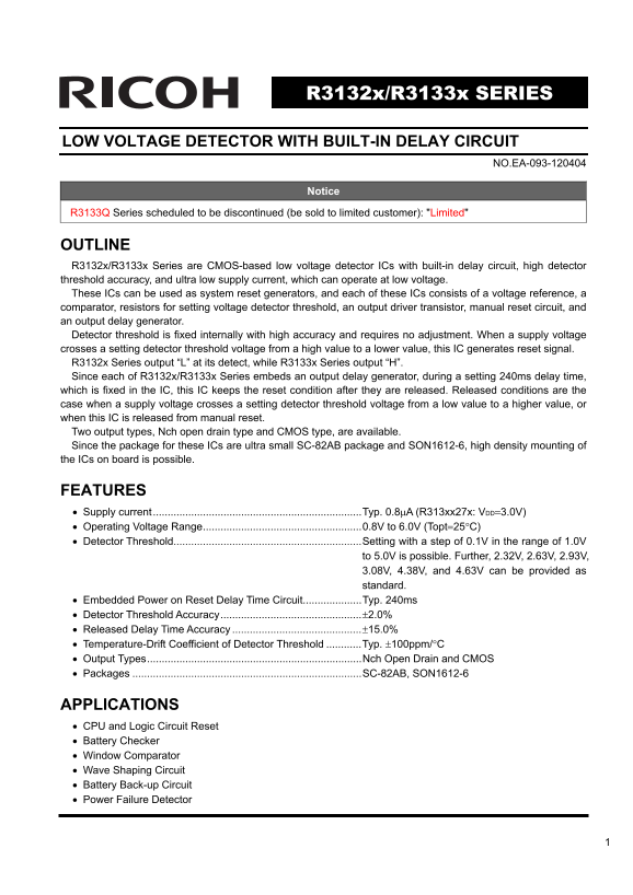 RICOH R3132x R3133x SERIES Owner's Manual User Guide - Page 1