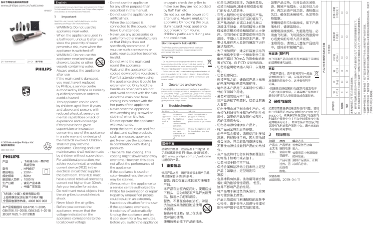 Philips ProCare Hair Dryer & Styler HP8657 15 Product Support & User Manual - Page 1