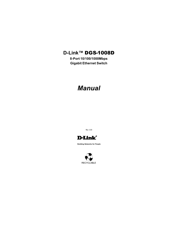 D-Link DGS-1008D User’s Manual - Page 1