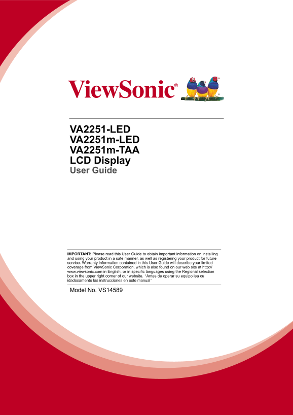 ViewSonic VA2251M-LED Quick User Guide (English) - Page 1