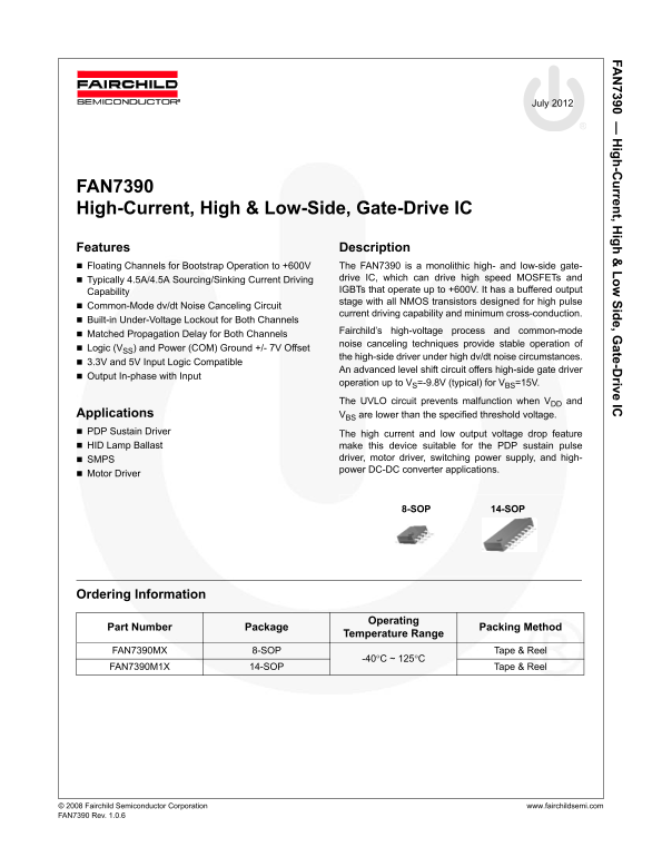 Fairchild Fan7390 Data Handbook - Page 1