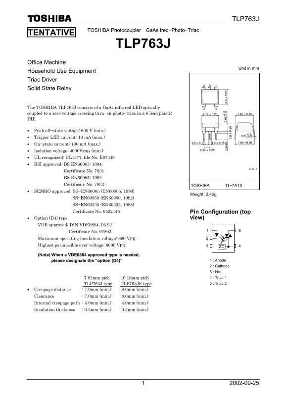 Toshiba TLP763J User Guide - Page 1