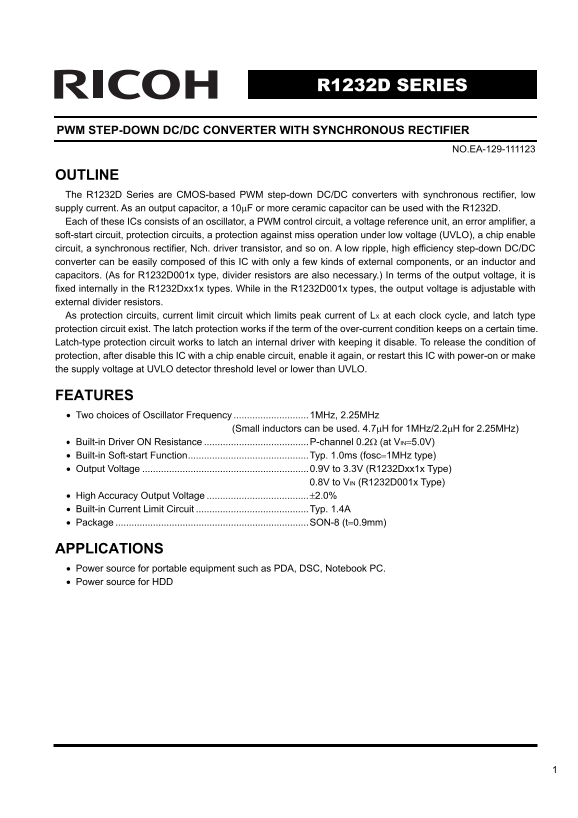 RICOH R1232D SERIES Data Handbook (1) Owner's Manual - Page 1