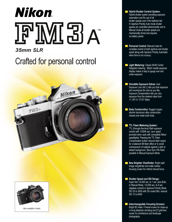Nikon FM3A User's Manual - Page 1