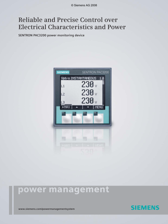 Siemens Sentron PAC3200 Power Monitoring Device Data Handbook/Specifications - Page 1