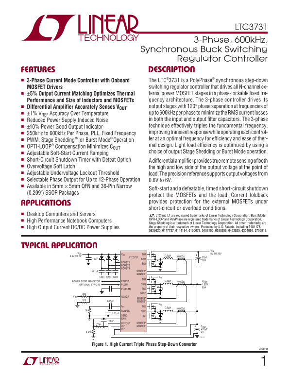 LINEAR TECHNOLOGY LTC3731 User's Manual - Page 1