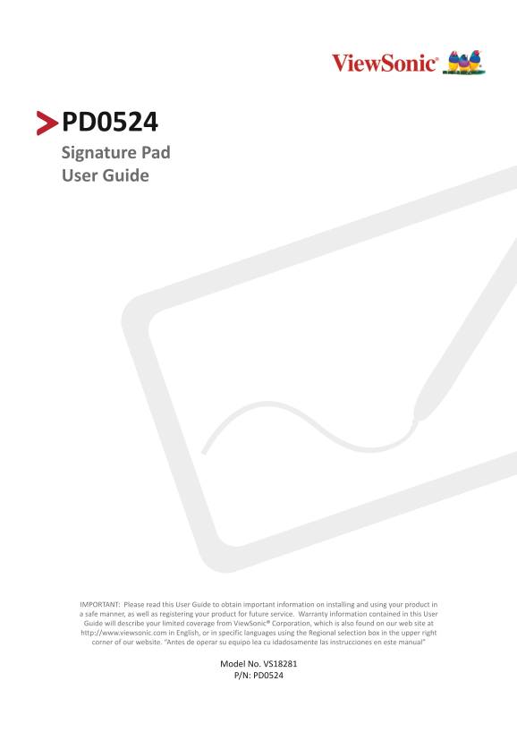 ViewSonic PD0524 User Guide (English) - Page 1
